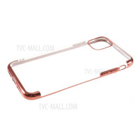Луксозен силиконов гръб ТПУ кристално прозрачен за Apple iPhone 11 6.1 златисто розов кант